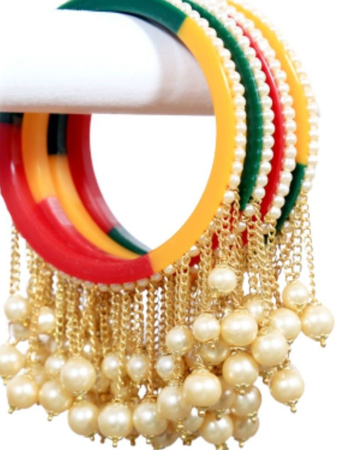 

Zindura Set Of 4 Gold Plated Beaded Bangles