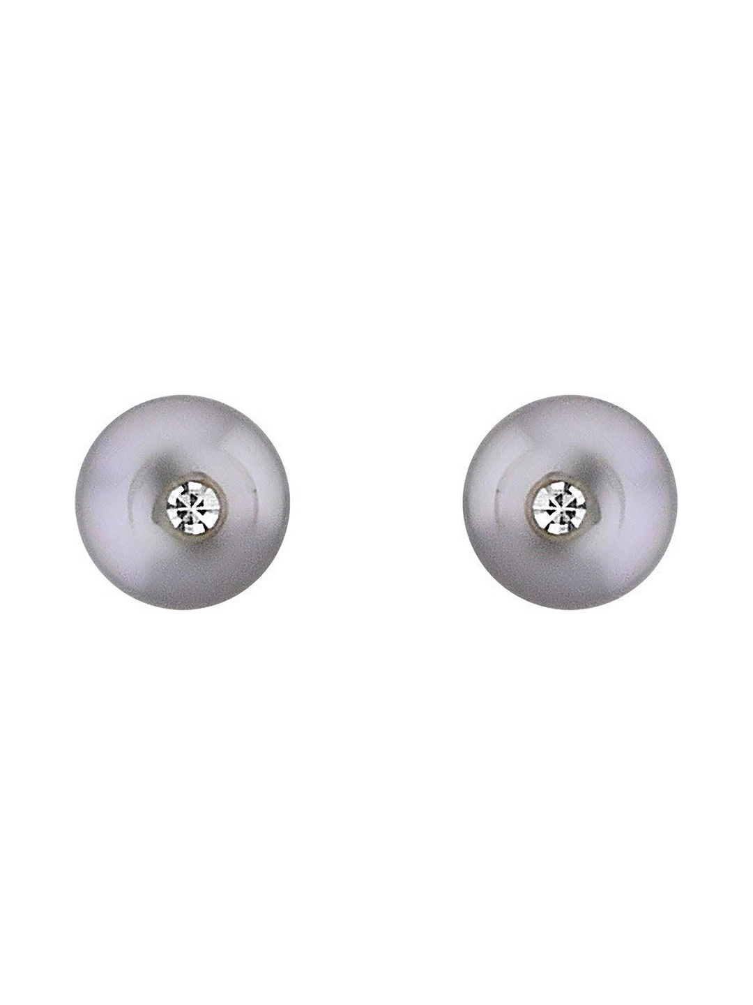 

Sri Jagdamba Pearls Dealer Gold-Plated Contemporary Pearl Enamelled Studs, Grey