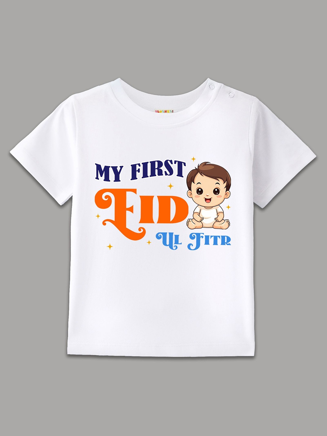 

BLUSHES Kids Graphic Printed Round Neck Cotton T-shirt, White