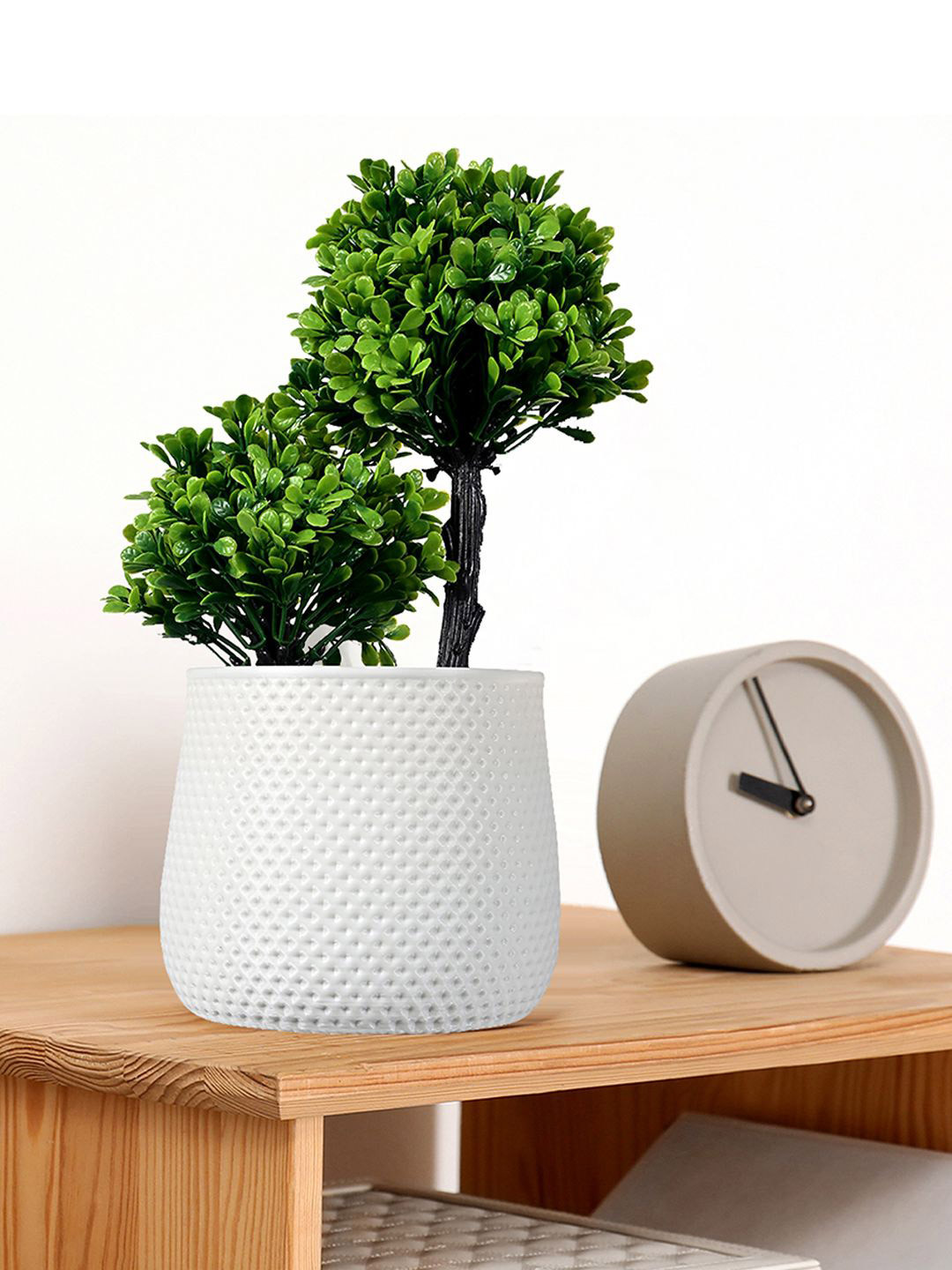 

Kuber Industries White & Green 4 Pieces Artificial Flower With Pot