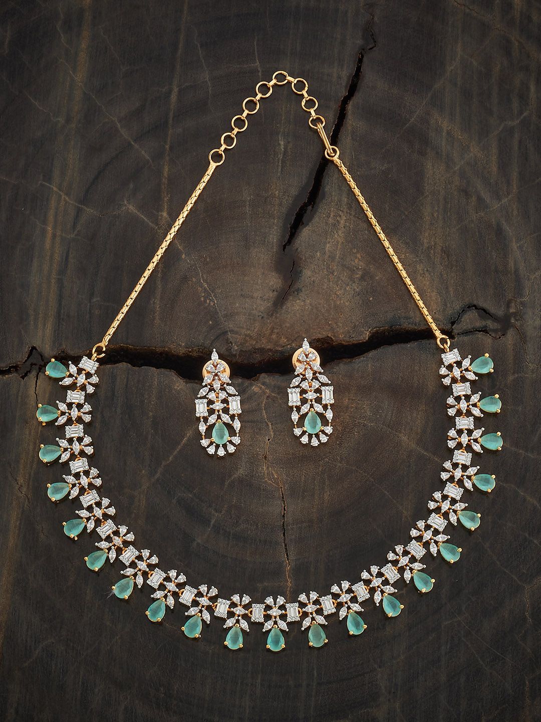 

Kushal's Fashion Jewellery Gold-Plated Zircon Studded Party Jewellery Set