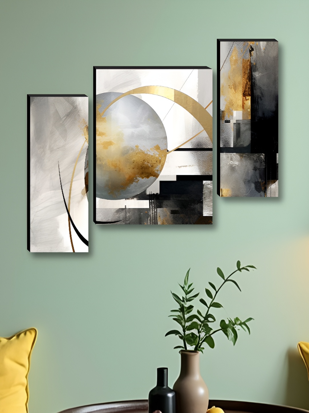 

Myntra Elegant Homes White & Grey 3 Pieces Abstract Wall Art