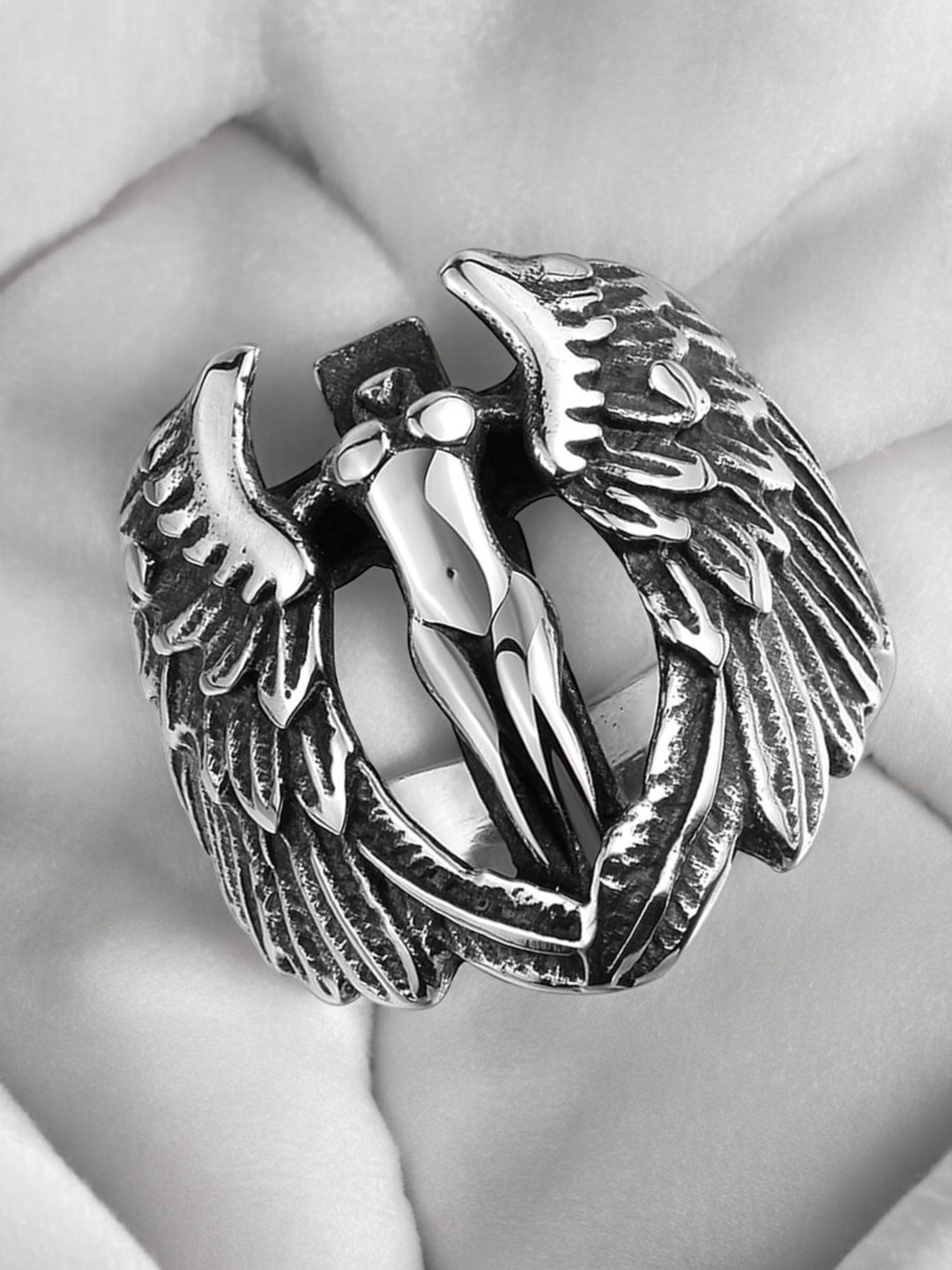 

The Roadster Lifestyle Co. Stainless Steel Eagle Soul Tough Bikers Ring, Silver