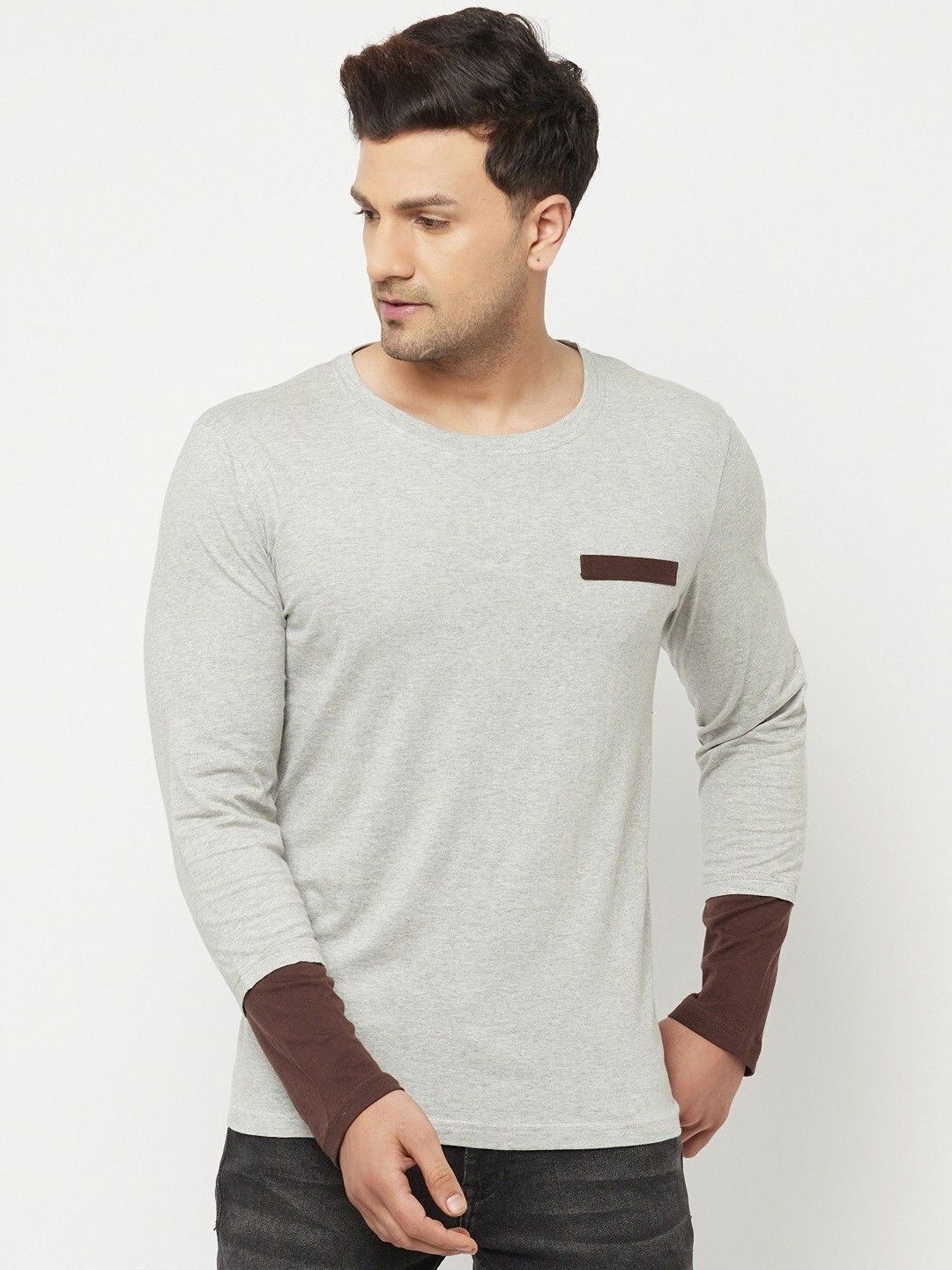 

Unicus Apparel Men Solid Round Neck Cotton T-shirt, Brown