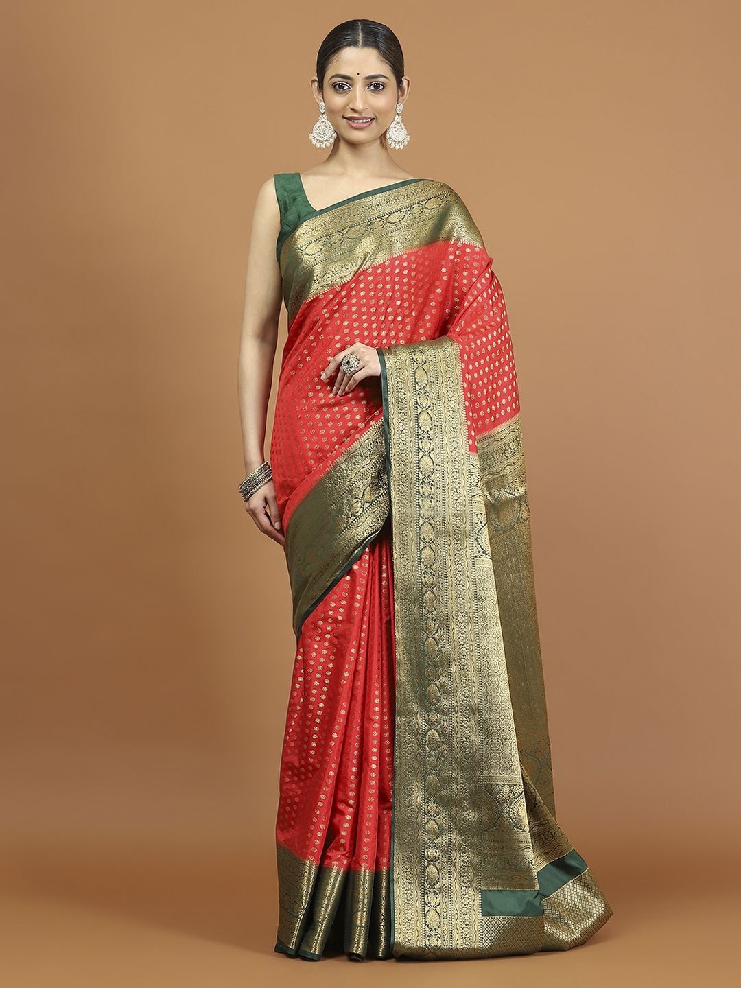 

Meena Bazaar Woven Design Zari Saree, Red
