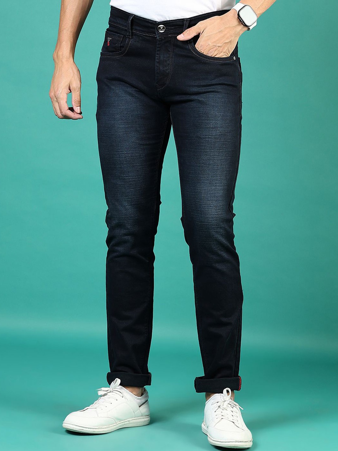 

V-Mart Men Slim Fit Light Fade Cotton Denim Jeans, Grey