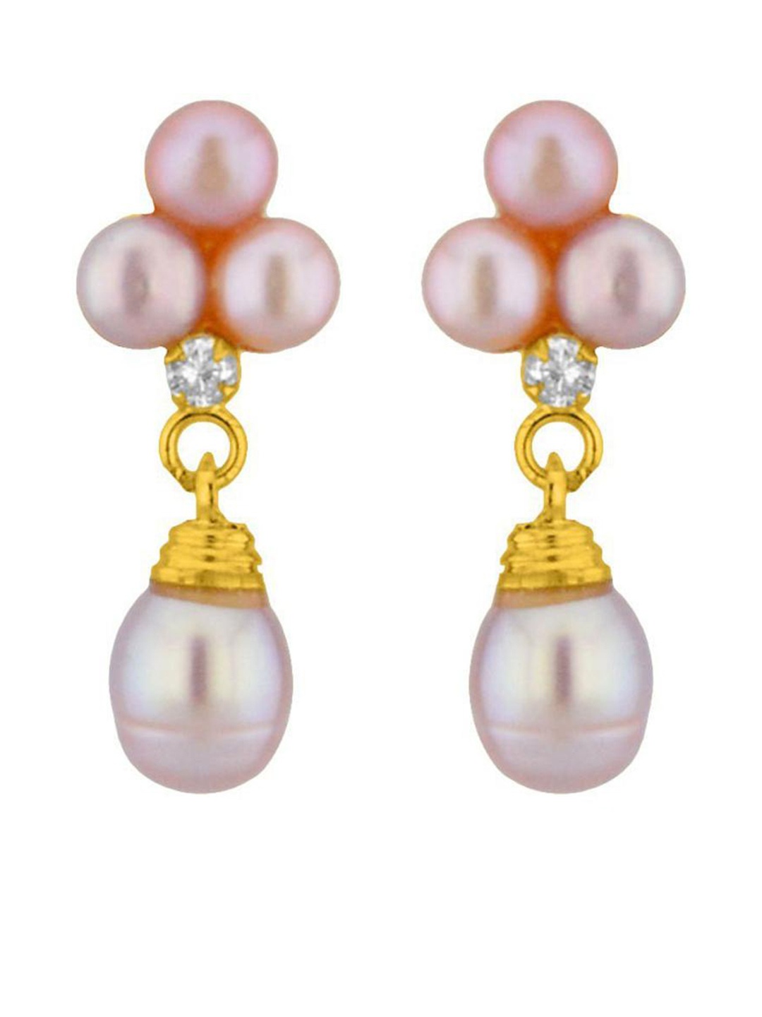 

Sri Jagdamba Pearls Dealer Gold-Plated Contemporary Pearl Drop Earrings, Pink