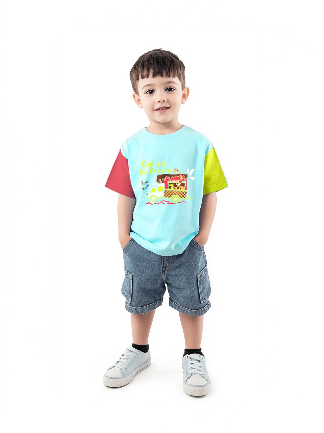 

Nauti Nati Boys Bio Finish Graphic Printed Round Neck Cotton T-shirt, Blue