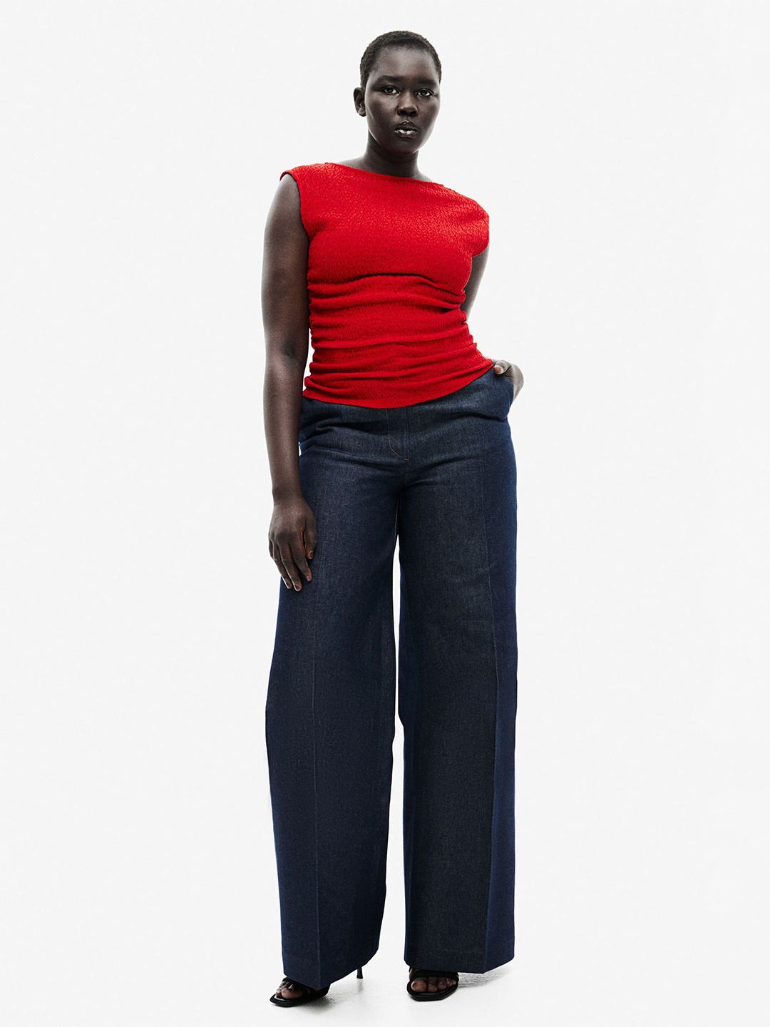 

H&M Women Textured jersey top, Red