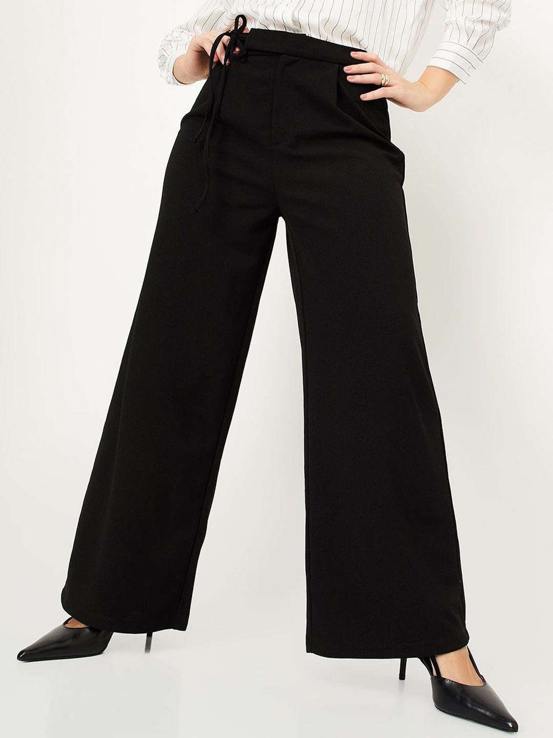 

max Women Pleated Trousers, Black