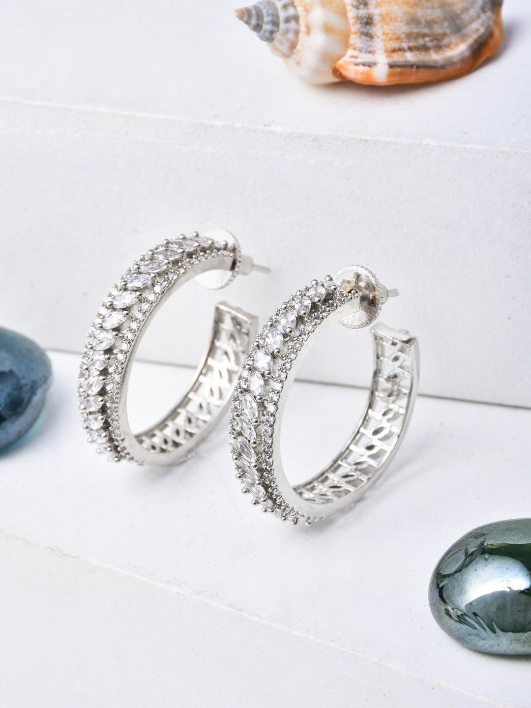 

Reenisaa Circular Hoop Earrings, Silver