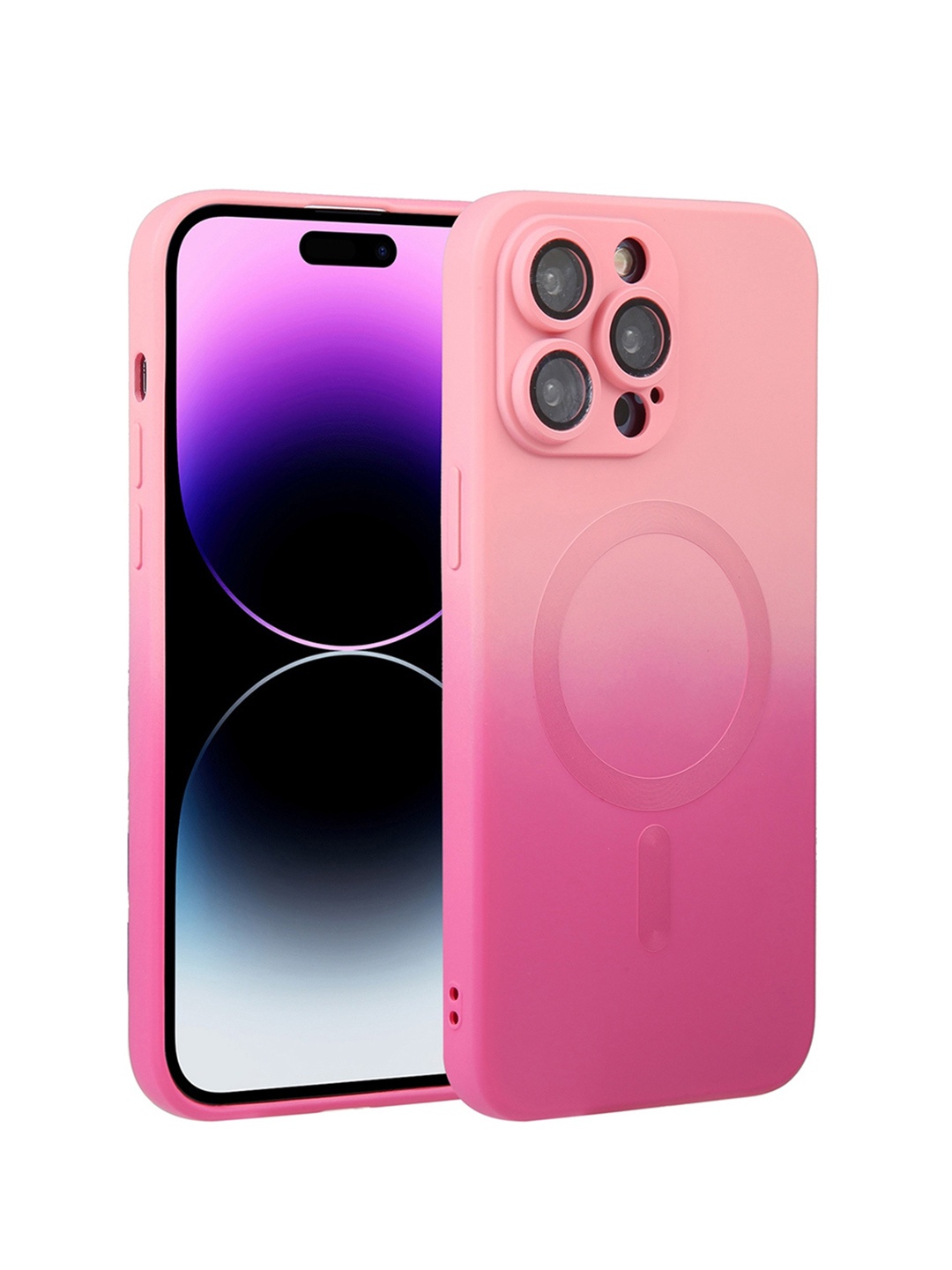 

QRIOH Solid Gradient iPhone 15 Pro Back Case with Magsafe, Pink