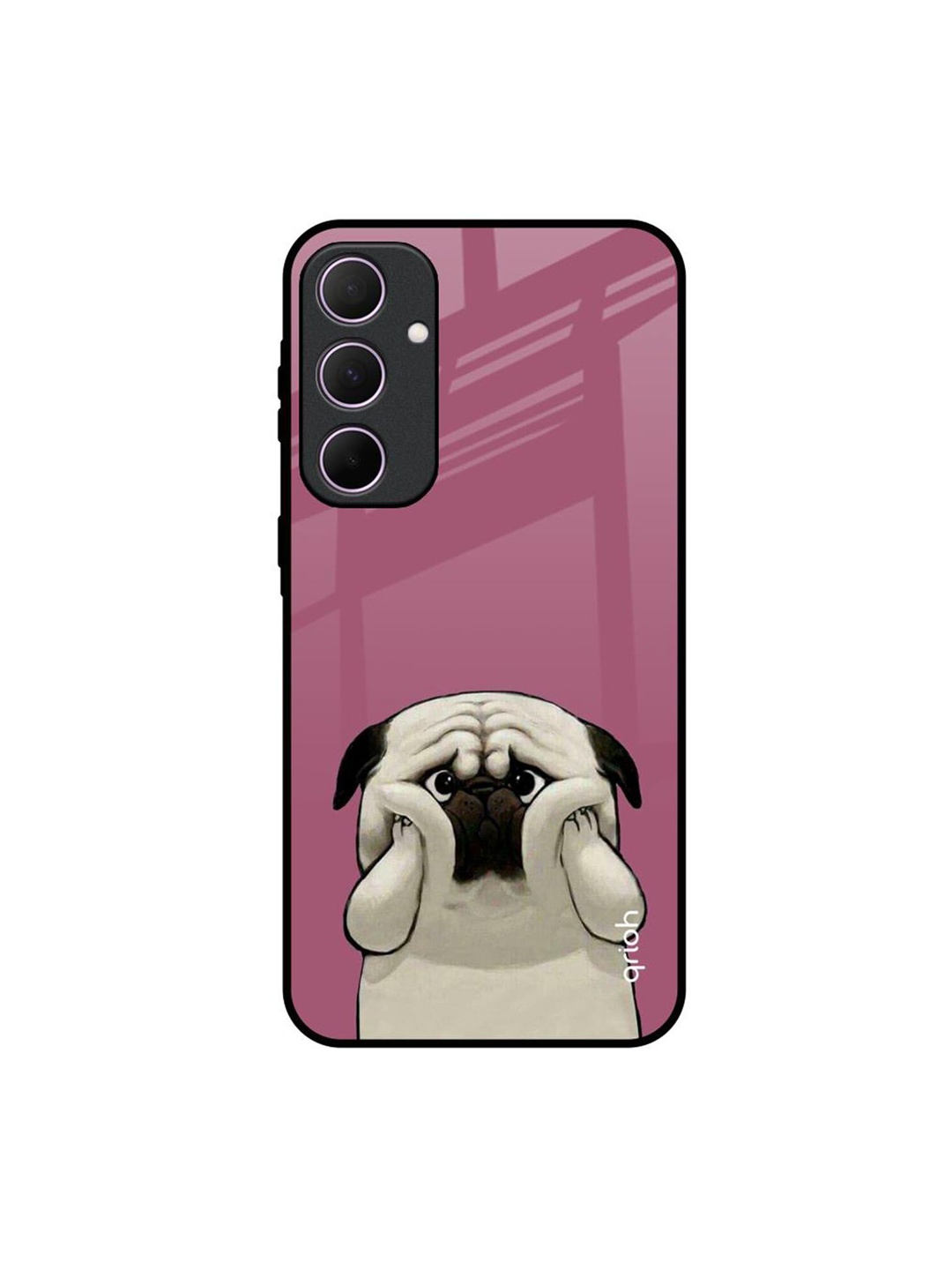 

QRIOH Funny Pug Face Samsung Galaxy A35 5G Impact Resistant Back Case, Pink