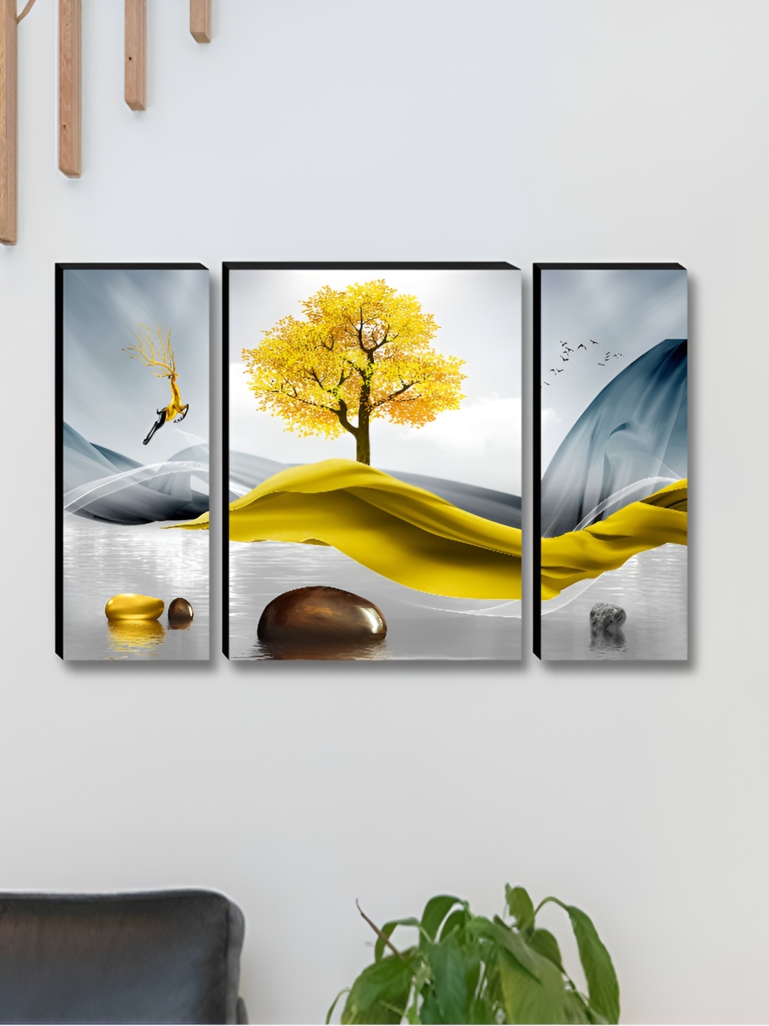 

Myntra Elegant Homes Grey 3 Piece Synthetic Wood Floral & Botanical Wall Paintings