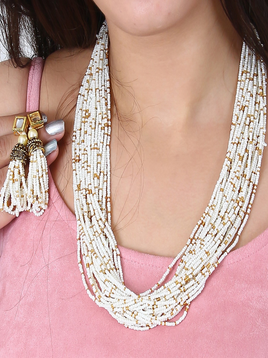 

ahoora Gold-Plated Beaded Layered Jewellery Set