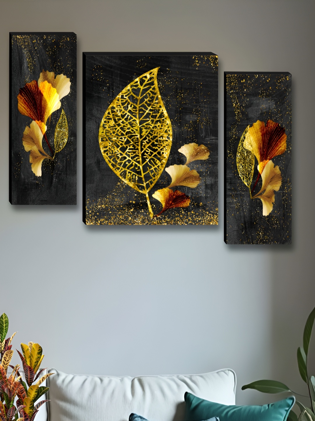 

Myntra Elegant Homes Grey 3 Pcs Leaf Floral & Botanical Synthetic Wood Wall Art