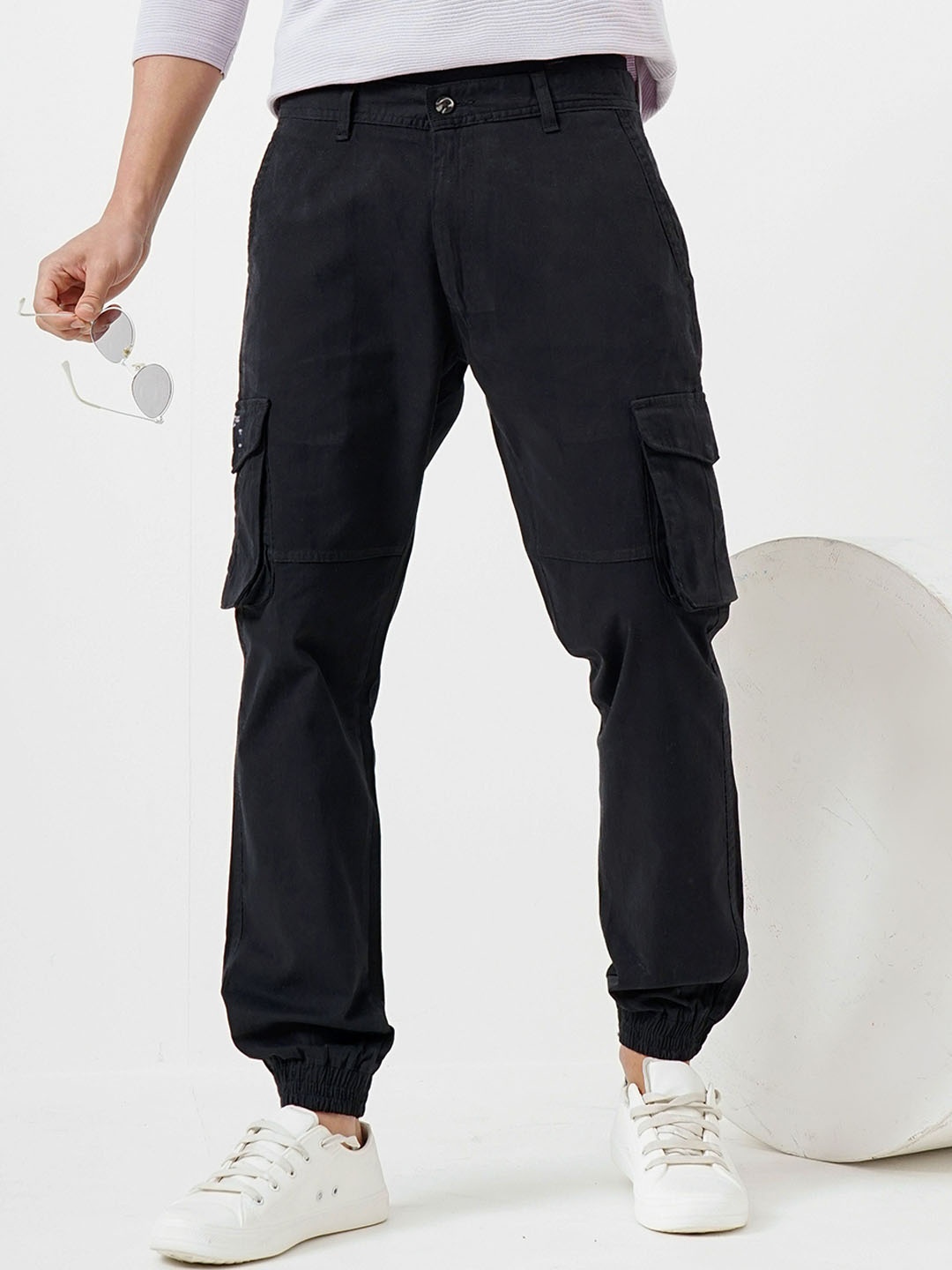 

Genoa Men Relaxed Fit Joggers Trousers, Black
