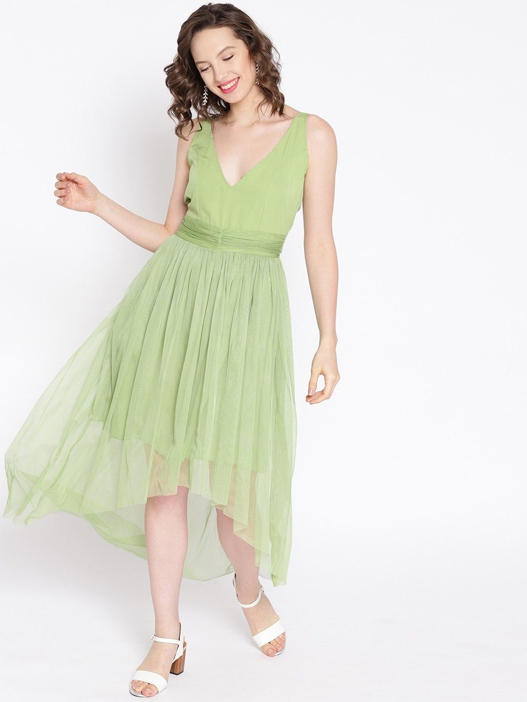 

Moda Rapido Tulle Fit & Flare Maxi Dress, Green