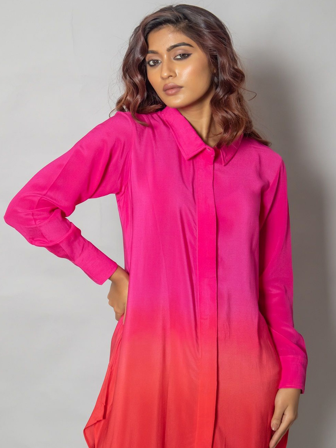 

SANGRIA SOUL Tie and Dye Dyed Crepe Shirt Dress, Pink