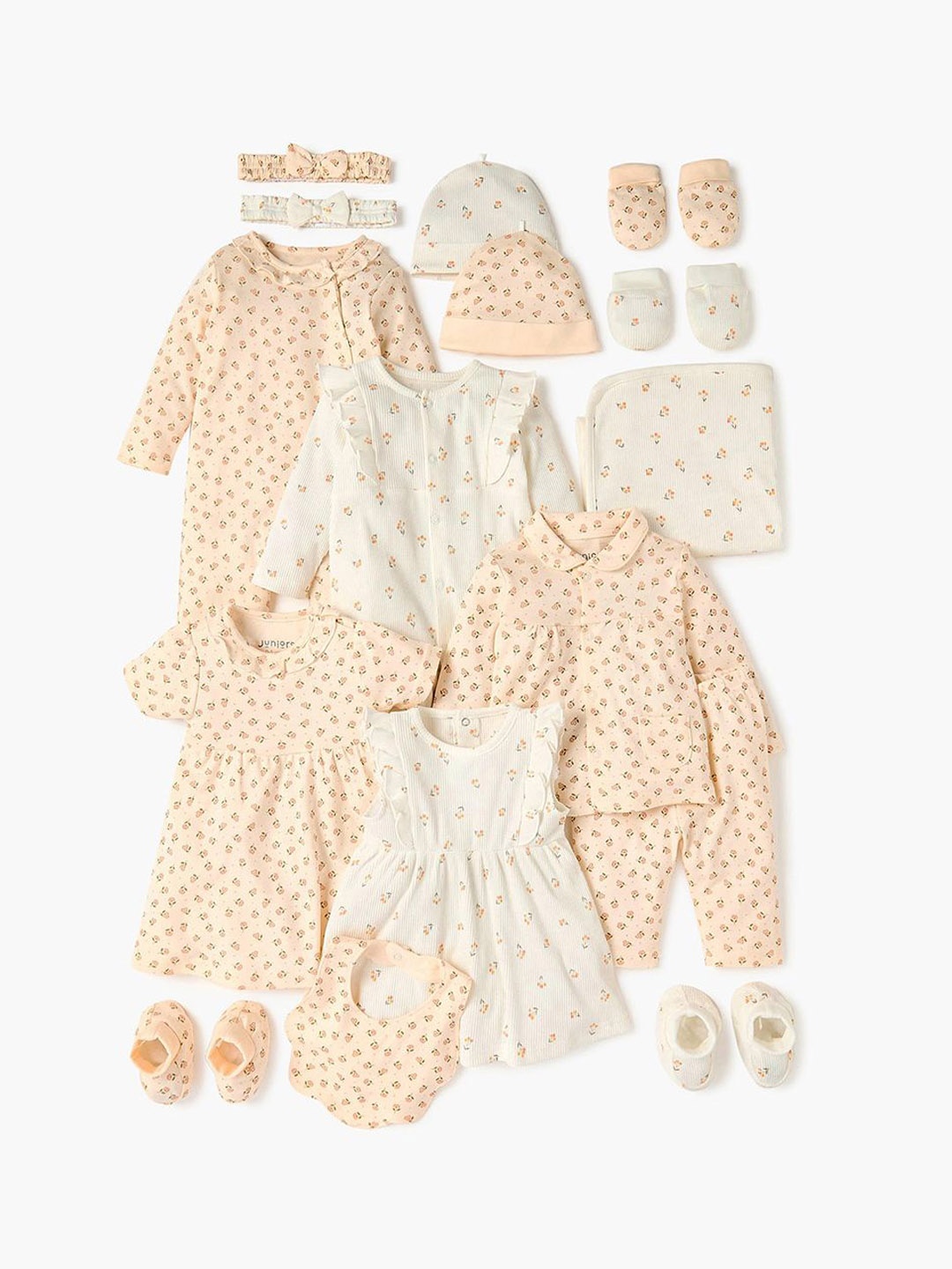

Juniors by Babyshop Infant Girls Floral Printed Cotton Romper, Cream