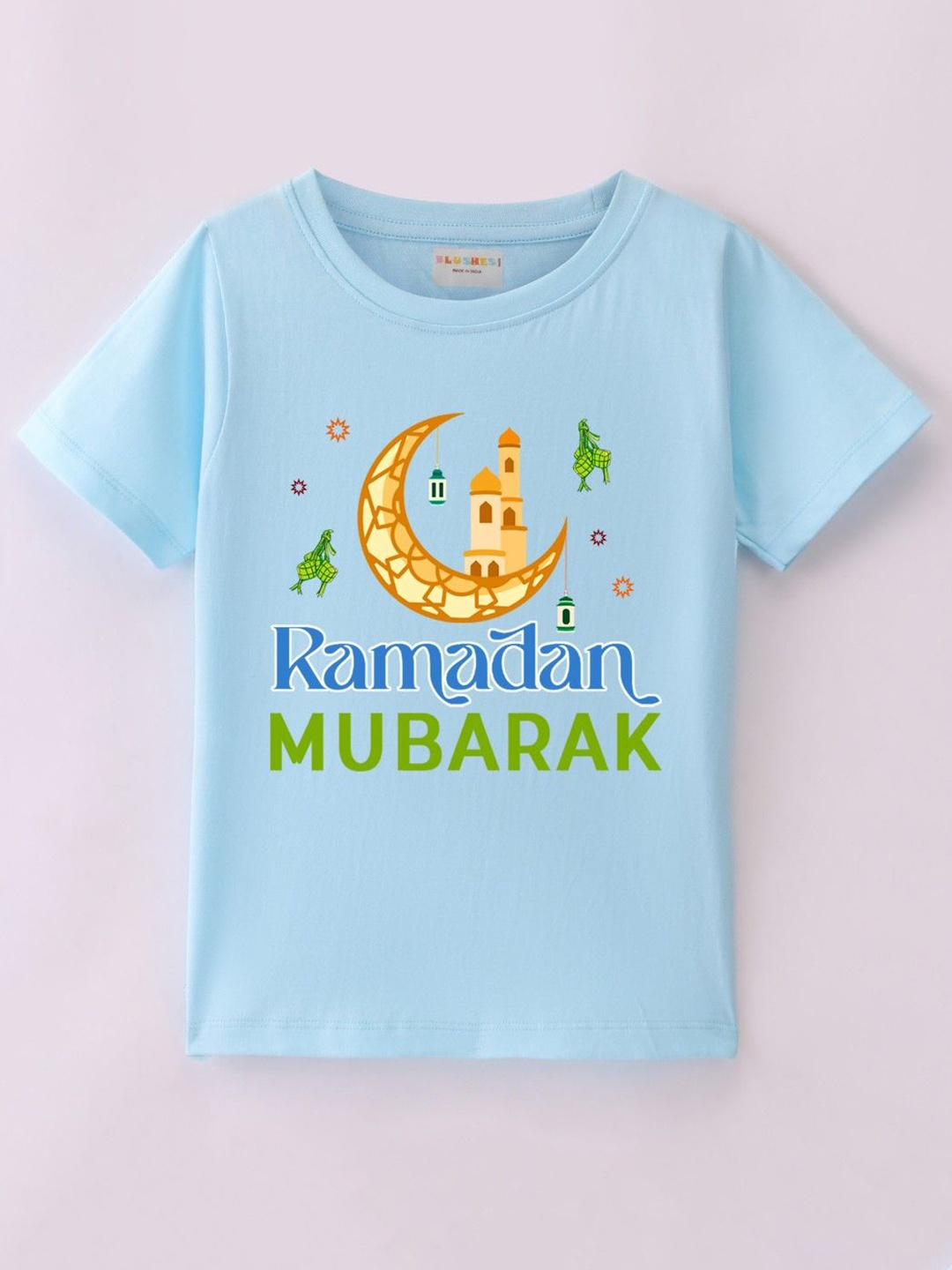 

BLUSHES Kids Typography Printed Round Neck Pure Cotton T-shirt, Blue