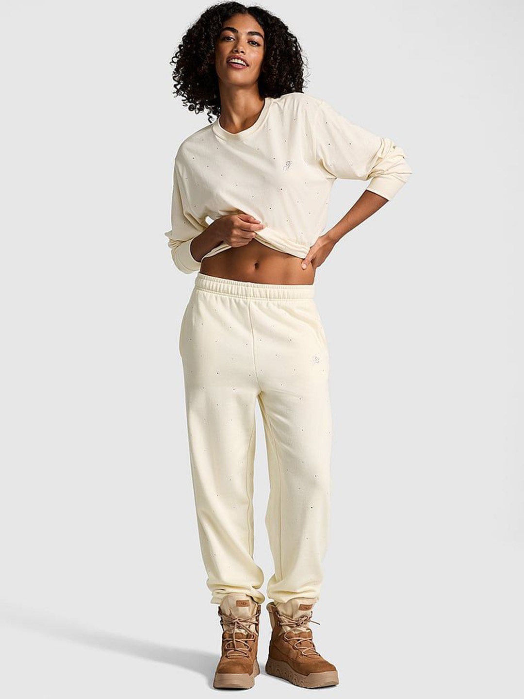 

Victoria's Secret PINK Women Polka Dots Regular Fit Mid-Rise Joggers, White