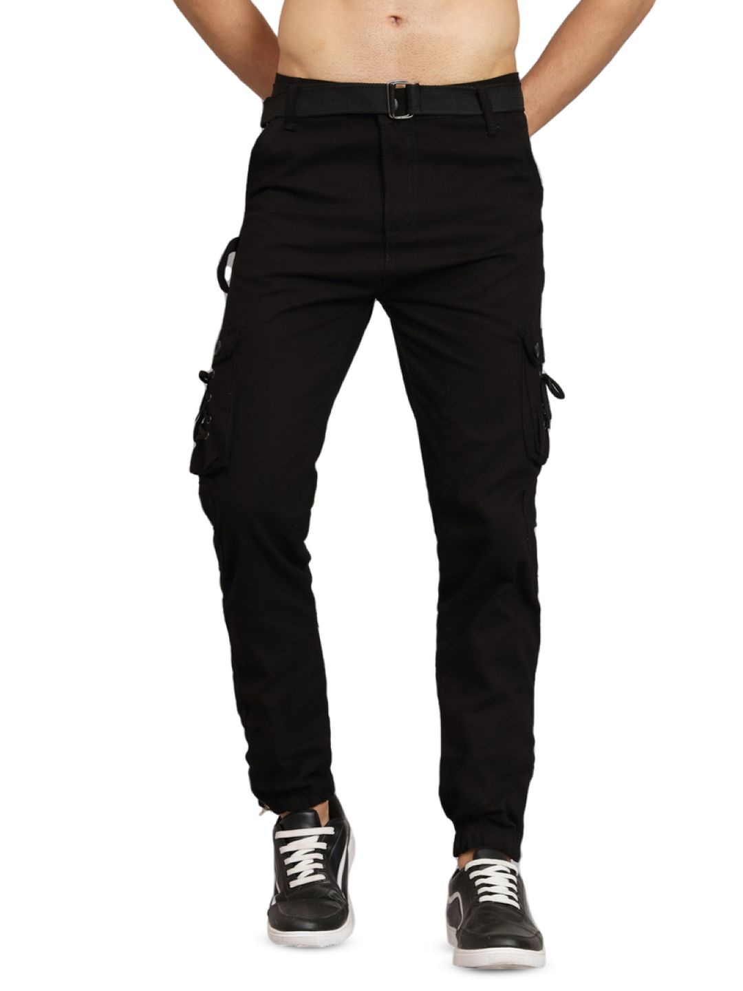 

COMFITS Men Mid-Rise Classic Cargos Trousers, Black
