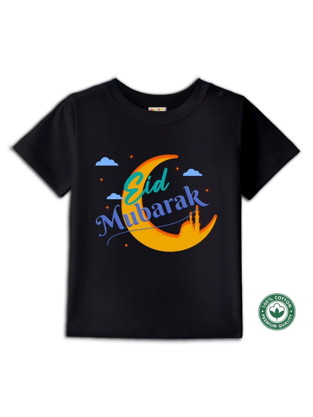 

BLUSHES Kids Graphic Printed Round Neck Cotton T-shirt, Black