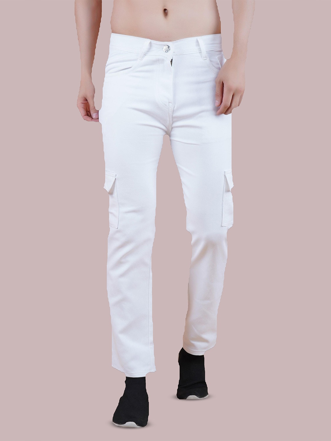 

COMFITS Men Regular Fit Mid-Rise Classic Slash Knee Stretchable Jeans, White