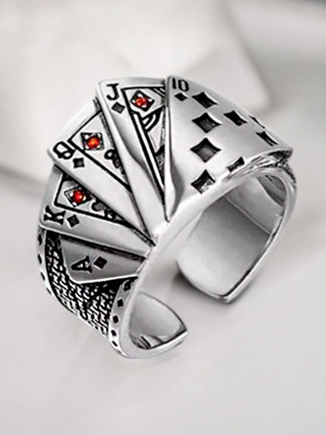 

The Roadster Lifestyle Co. Stainless Steel Texas Poker Fashion Finger Ring, Silver
