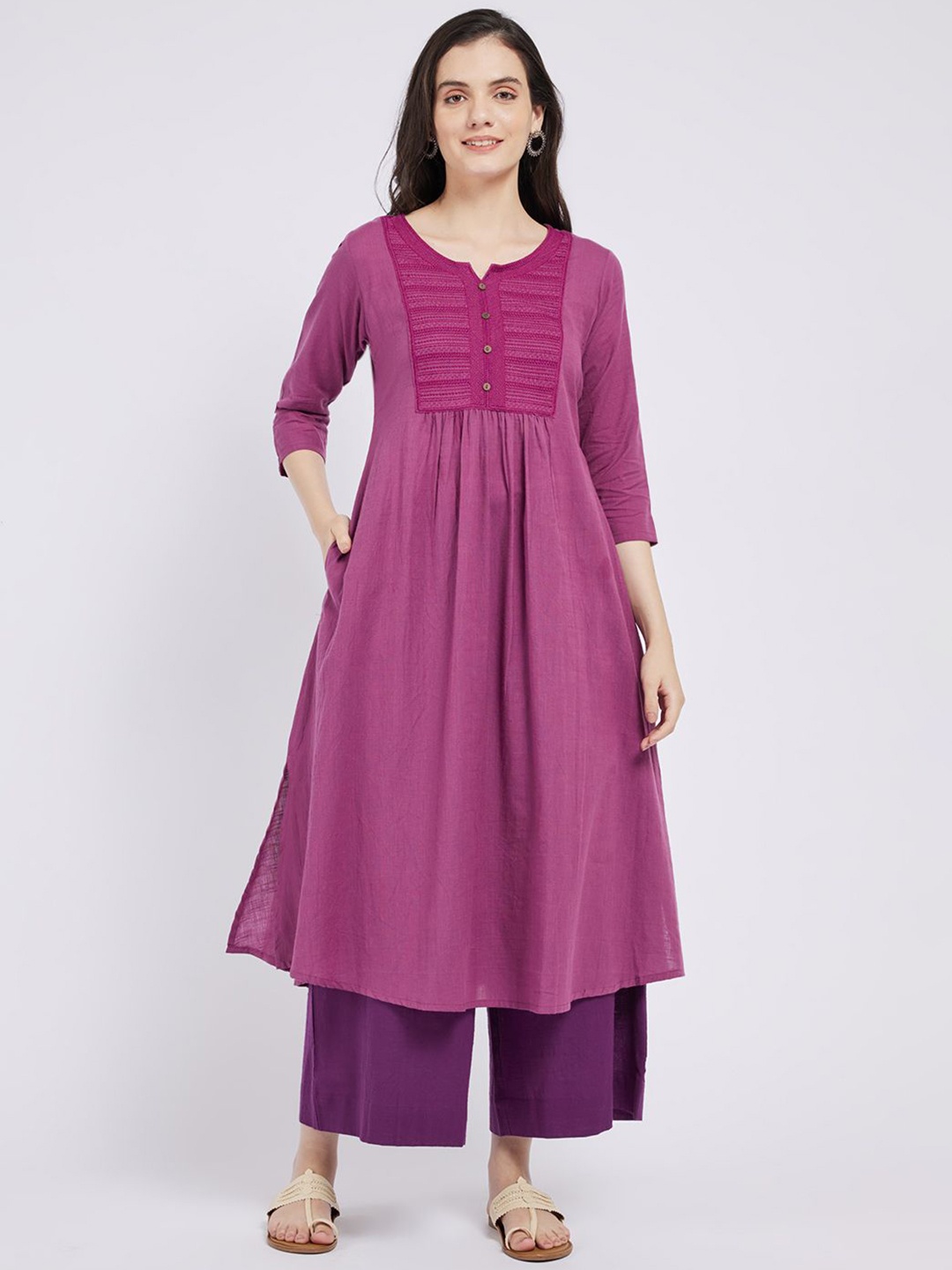 

Span A-line Printed Kurta, Purple