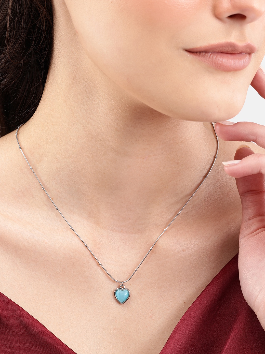 

DressBerry Heart Shaped Pendant Chain, Silver