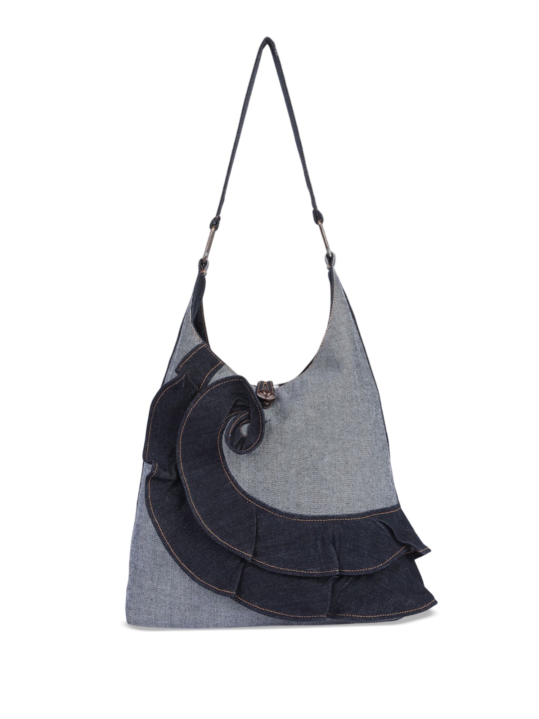 

Pose india Half Moon Tote Bag with Applique, Blue
