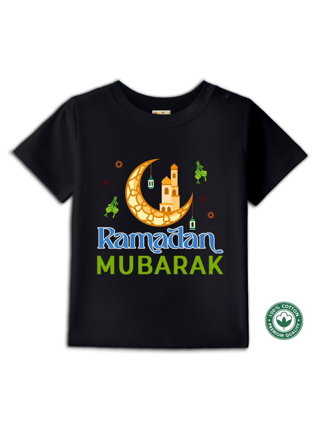 

BLUSHES Kids Graphic Printed Round Neck Cotton T-shirt, Black