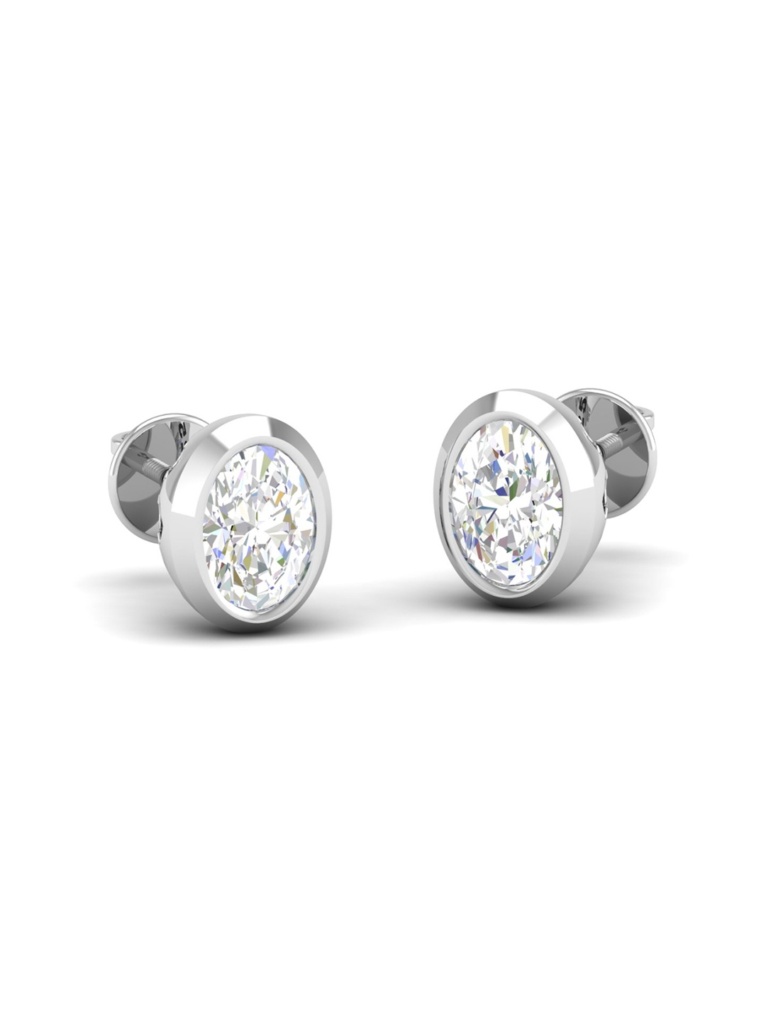 

AKSHAT SAPPHIRE 92.5 Sterling Silver Rhodium-Plated Oval Cubic Zirconia Studs, White