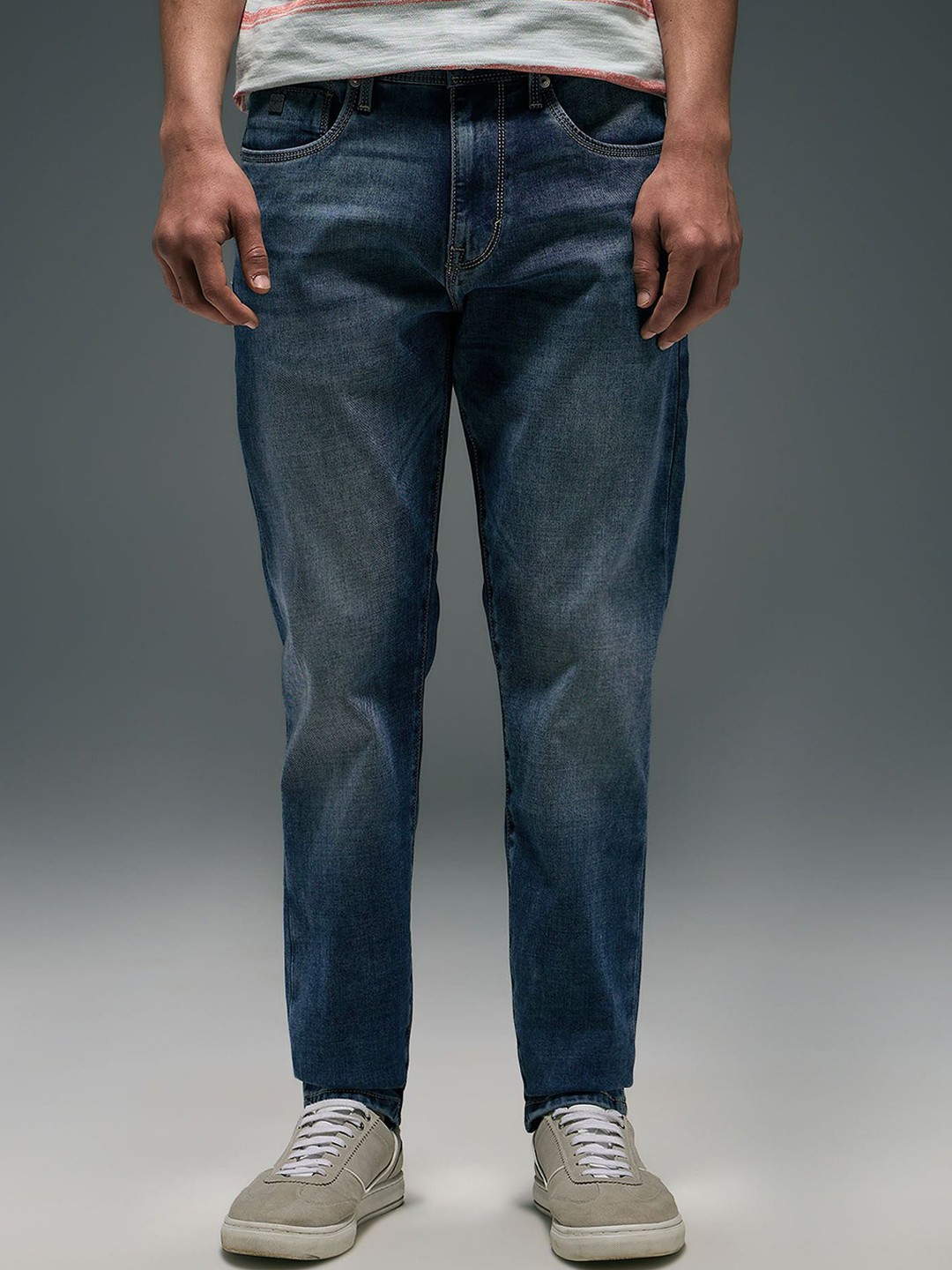 

Flying Machine Men Tapered Fit Heavy Fade Stretchable Jeans, Blue
