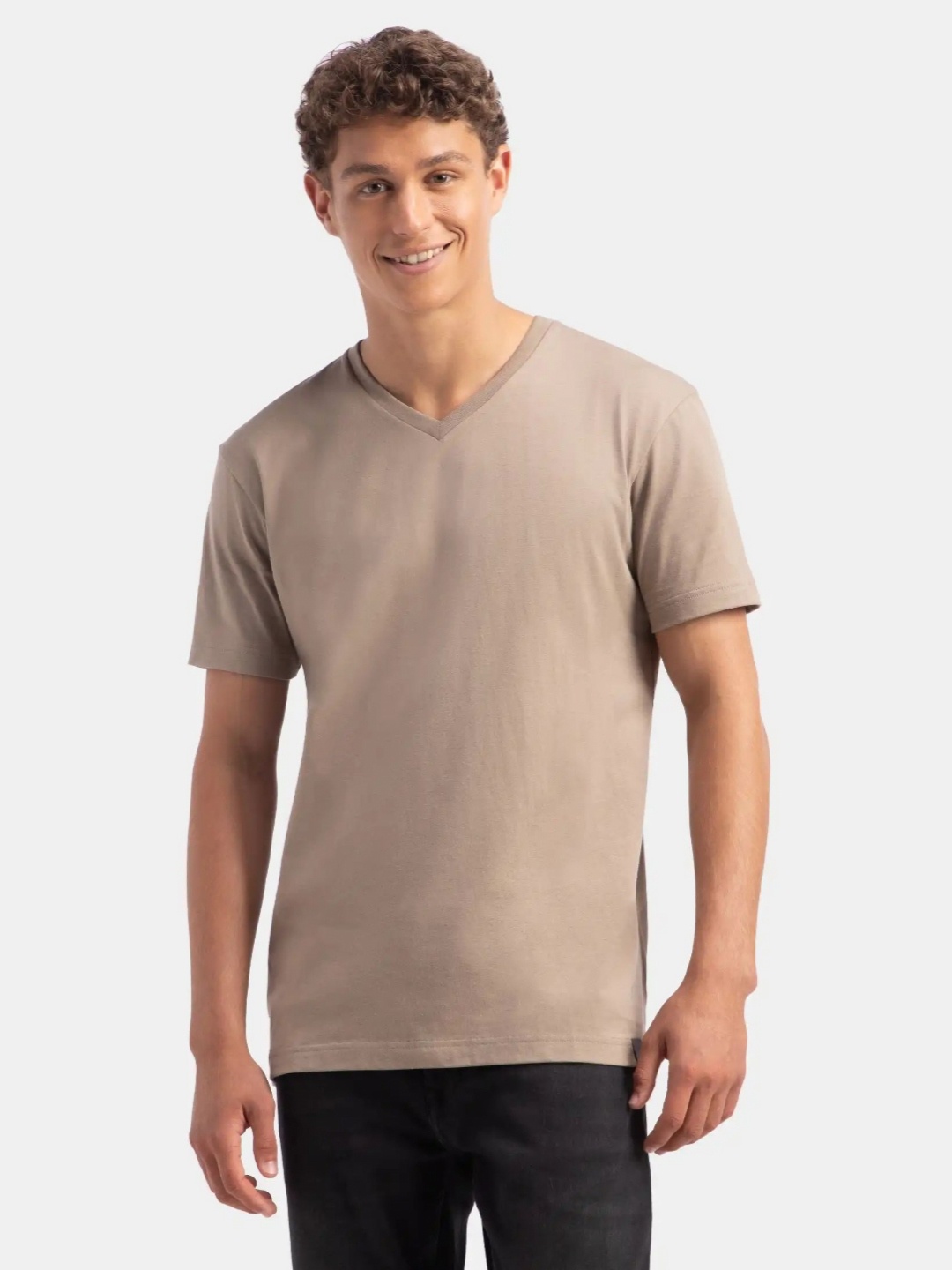 

Jockey Men Solid V-Neck T-shirt, Beige