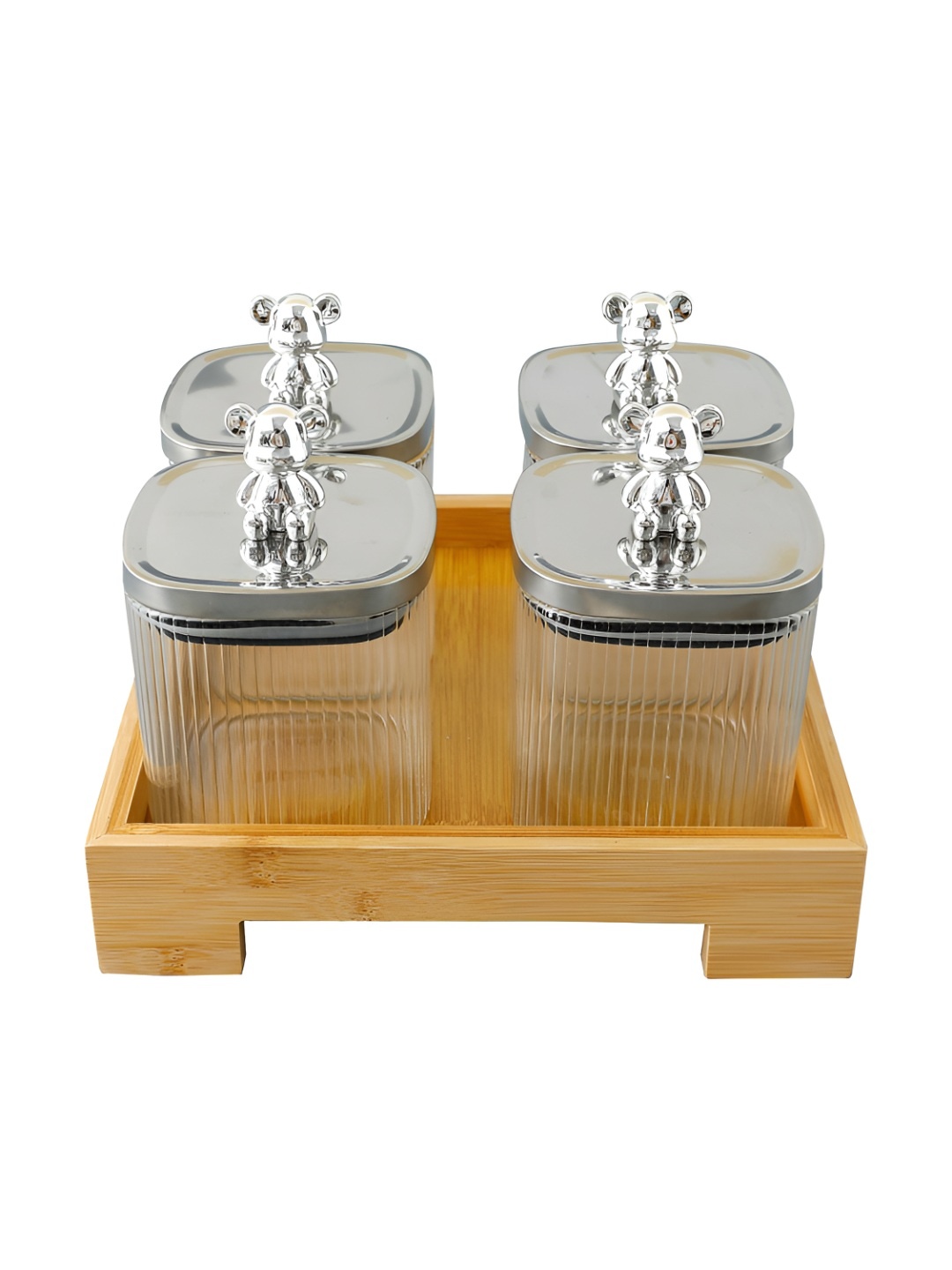 

The Better Home Transparent 4 Pieces Glass Dishwasher Safe Canister Containers 350 ml