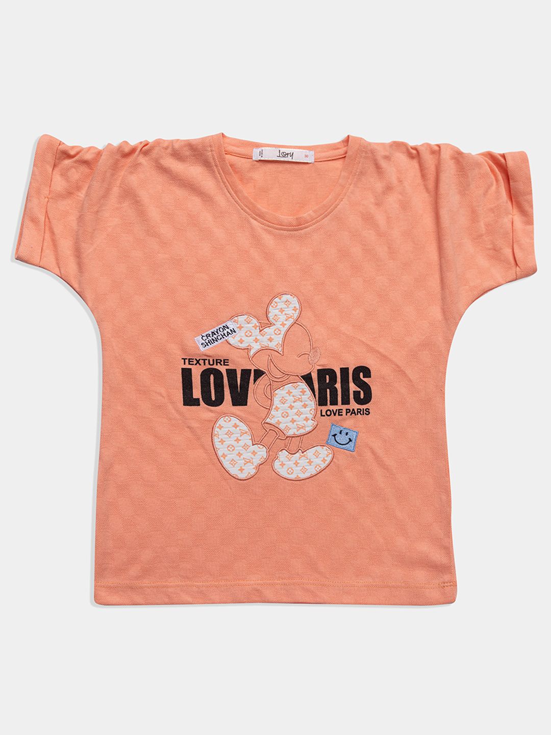 

GFO Girls Printed Mickey Mouse Embroidered T-shirt, Orange