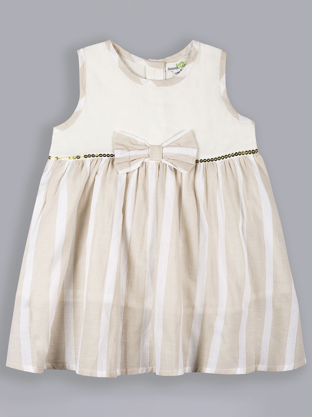 

ShopperTree Girls Striped Cotton Fit & Flare Dress, Beige