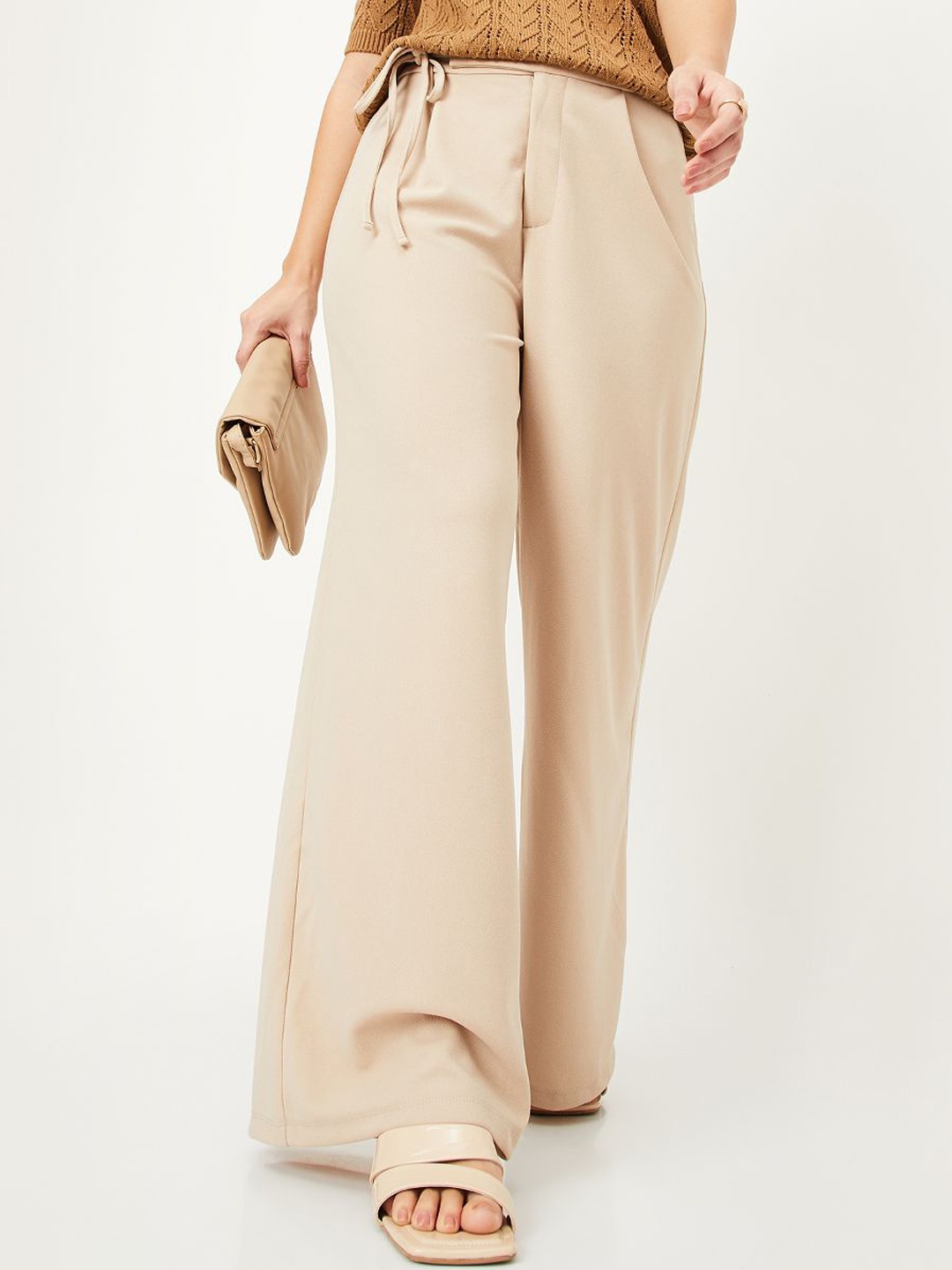 

max Women Pleated Trousers, Beige