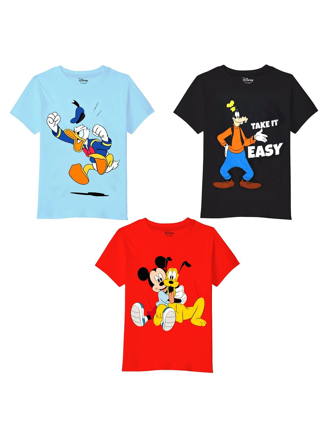 

Disney By Miss and Chief Boys Pack Of 3 Graphic Printed Bio Finish Cotton T-shirt, Blue