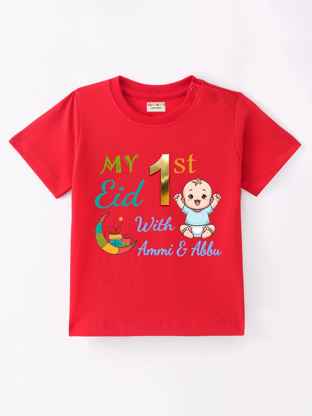 

BLUSHES Kids Graphic Printed Round Neck Cotton T-shirt, Red