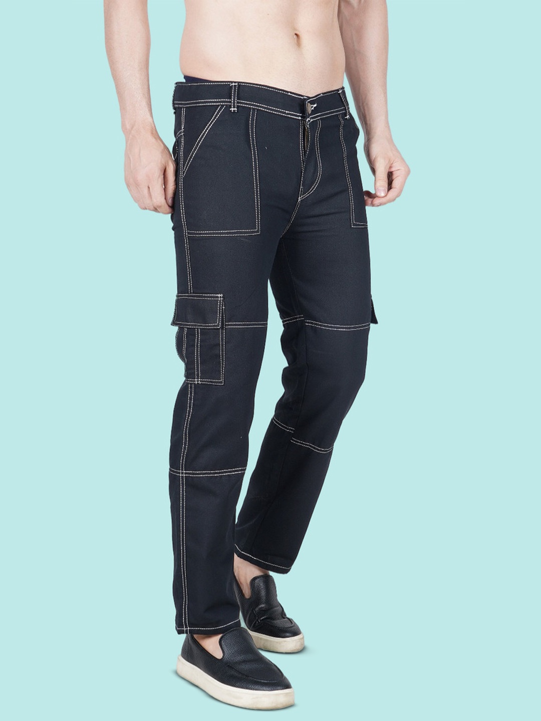 

COMFITS Men Classic Low Distress Stretchable Jeans, Black