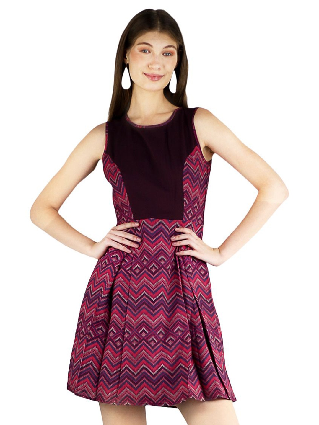 

ARTYSKA Women Ethnic Motifs Printed Crepe Fit & Flare Dress, Pink