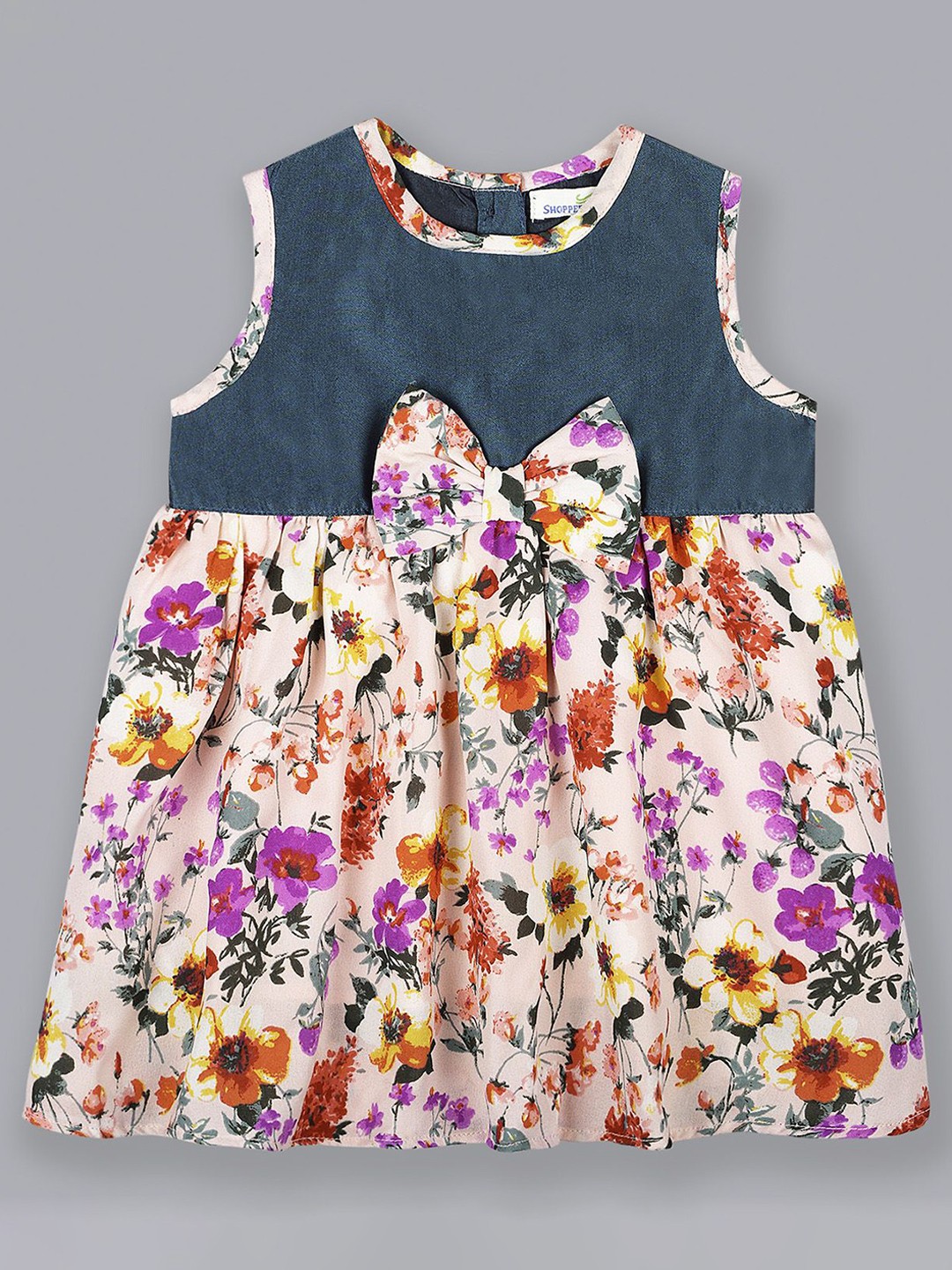 

ShopperTree Girls Floral Print Fit & Flare Round Neck Knee Length Dress, Multi