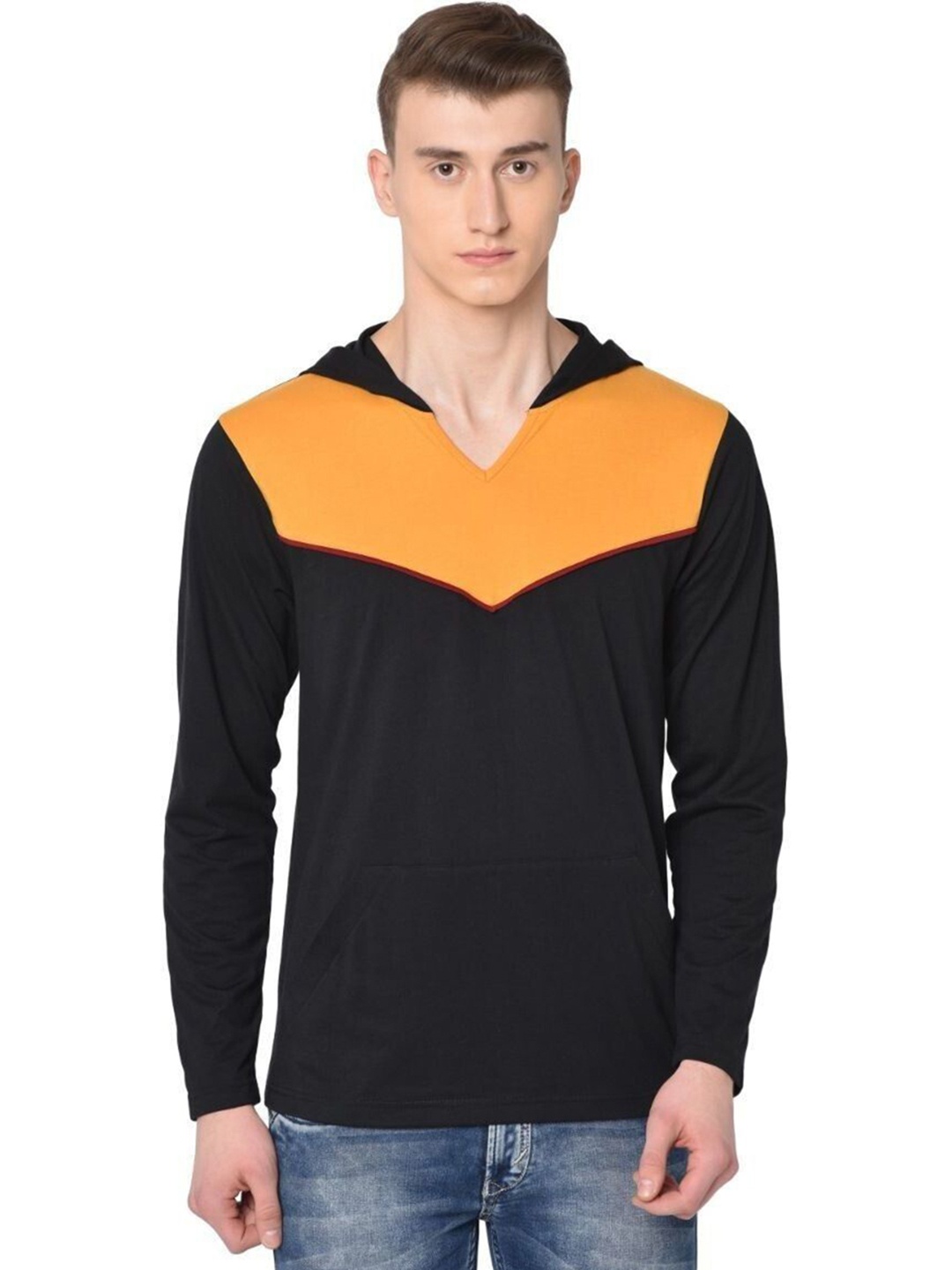 

Unicus Apparel Men Colourblocked Round Neck Cotton T-shirt, Black