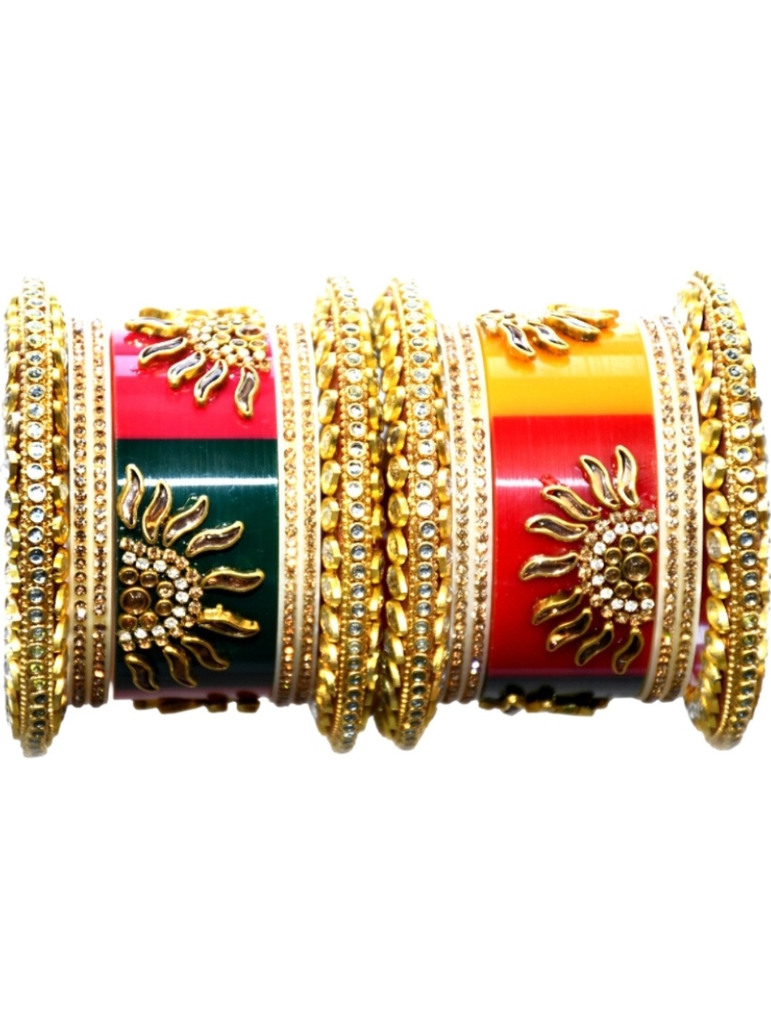 

Zindura Set Of 2 Gold-Plated Stone Studded Chuda Bangles