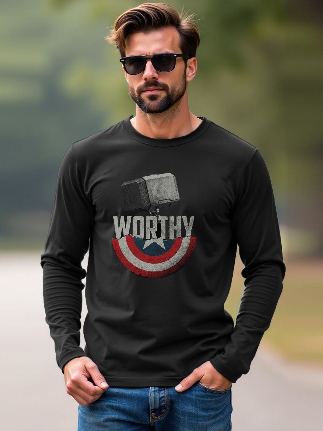

Genzy Men Graphic Printed Round Neck Cotton T-shirt, Black