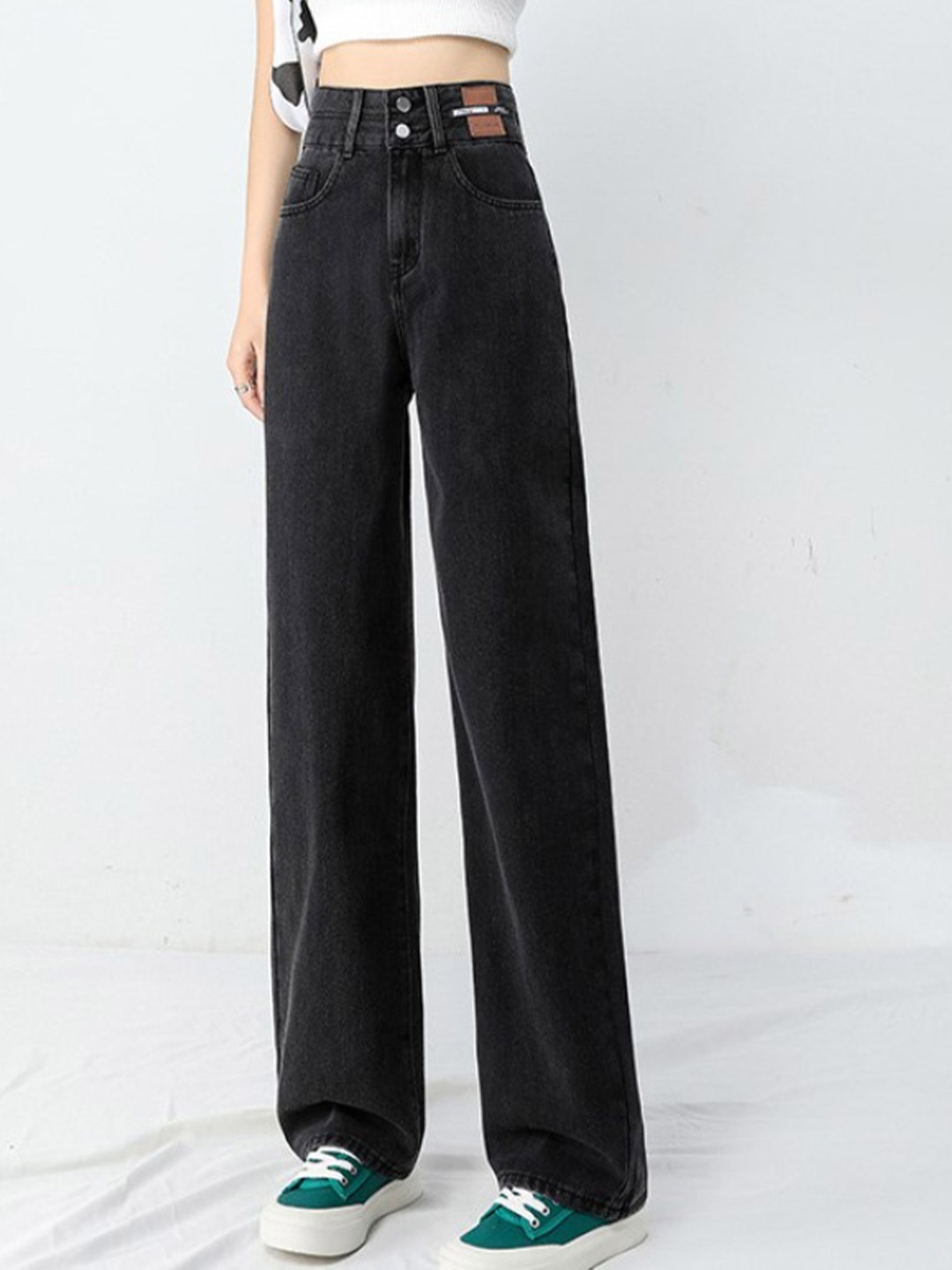 

StyleCast Women Straight Fit High-Rise Cotton Jeans, Black
